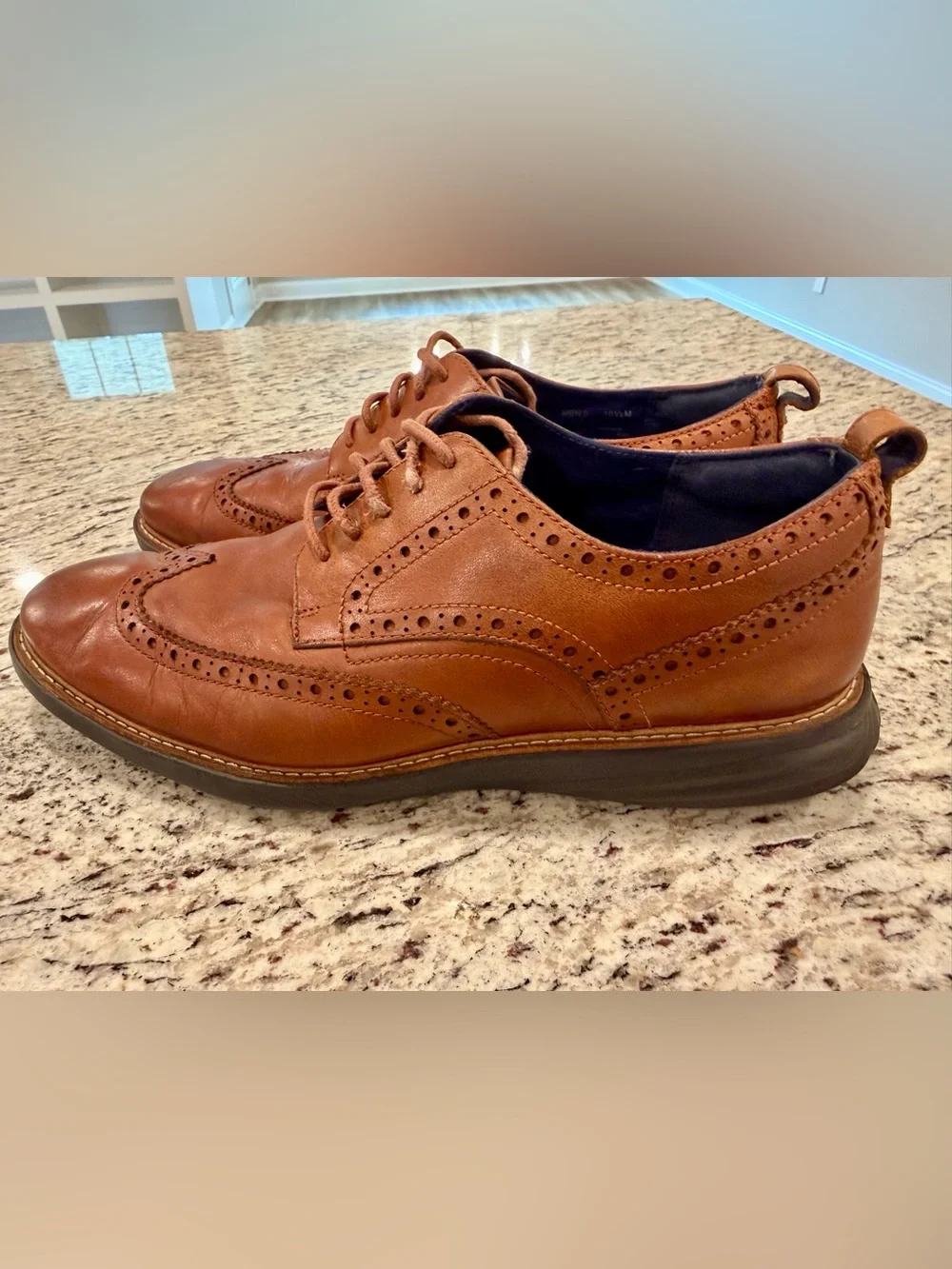 Cole Haan Mens Size 10.5 M Grand Evolution Leather Wingtip Oxford Shoes Brown